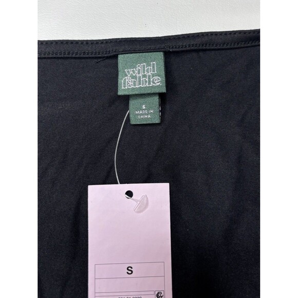 NWT Wild Fable Women's Size Small Long Sleeve Square Neck Bubble Top Black - Picture 3 of 7